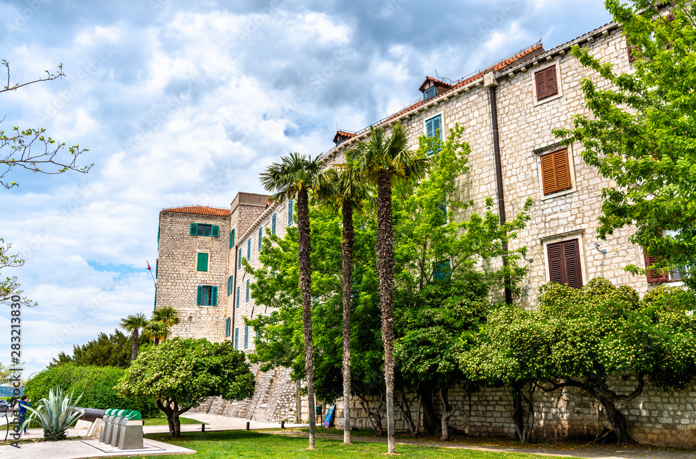 Traditional houses in the old town of Sibenik in Croatia