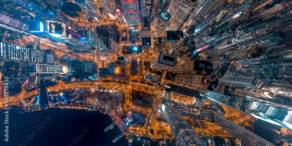 香港金融区全景鸟瞰图
