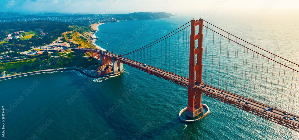加利福尼亚州旧金山金门大桥鸟瞰图