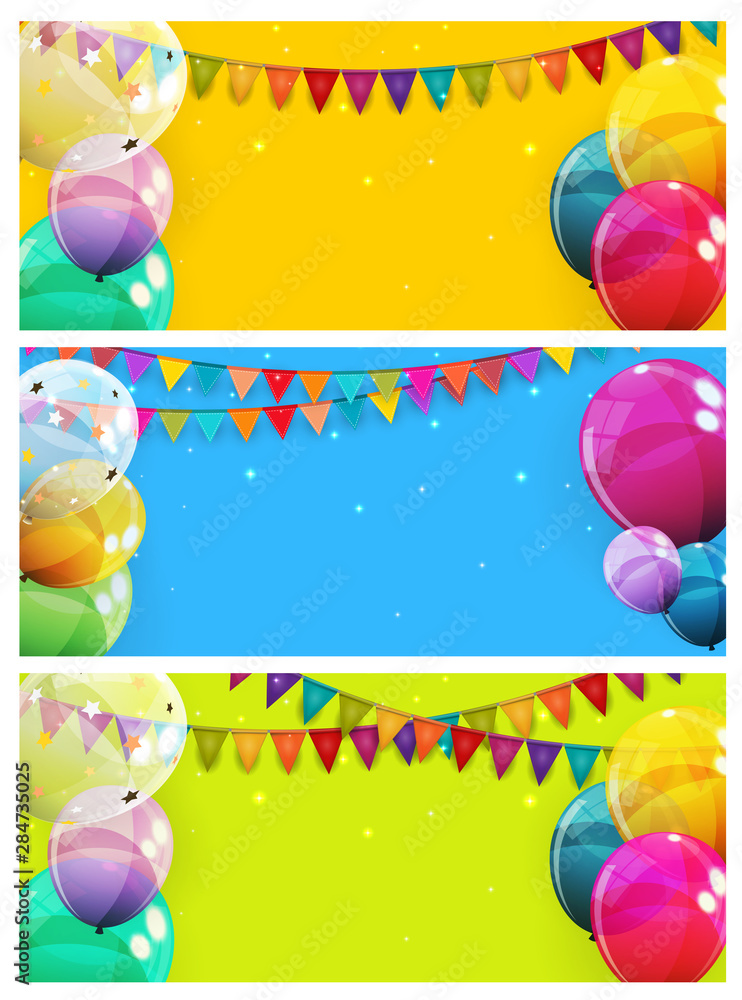一组彩色光泽氦气球背景。生日、周年纪念、Celeb气球套装
