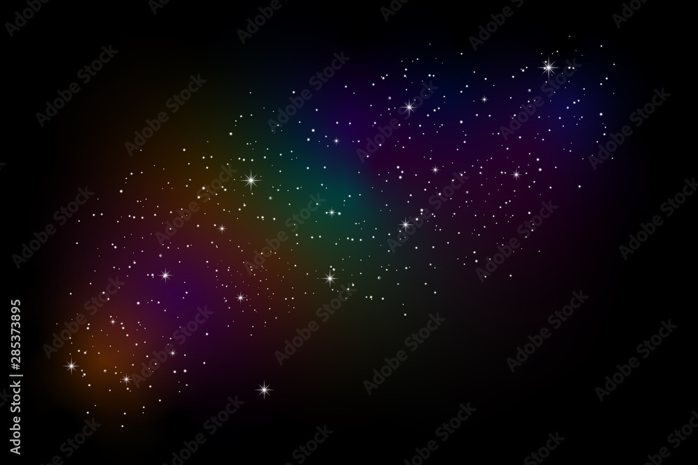 天空和星系结合了各种颜色。