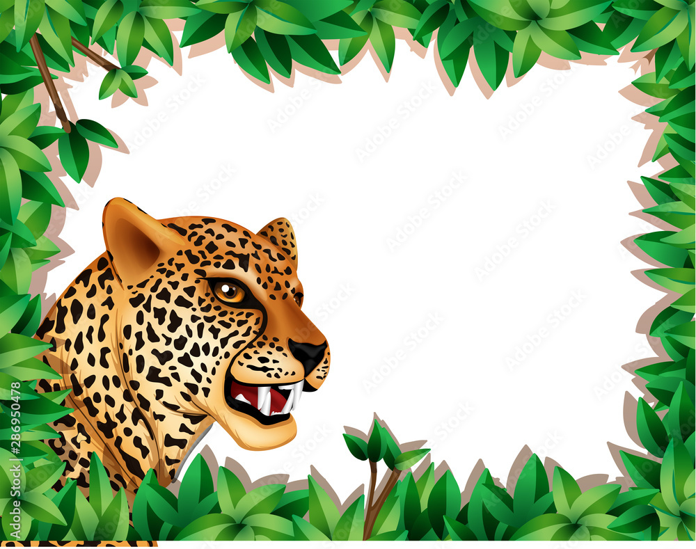 Leopard frame with leaves