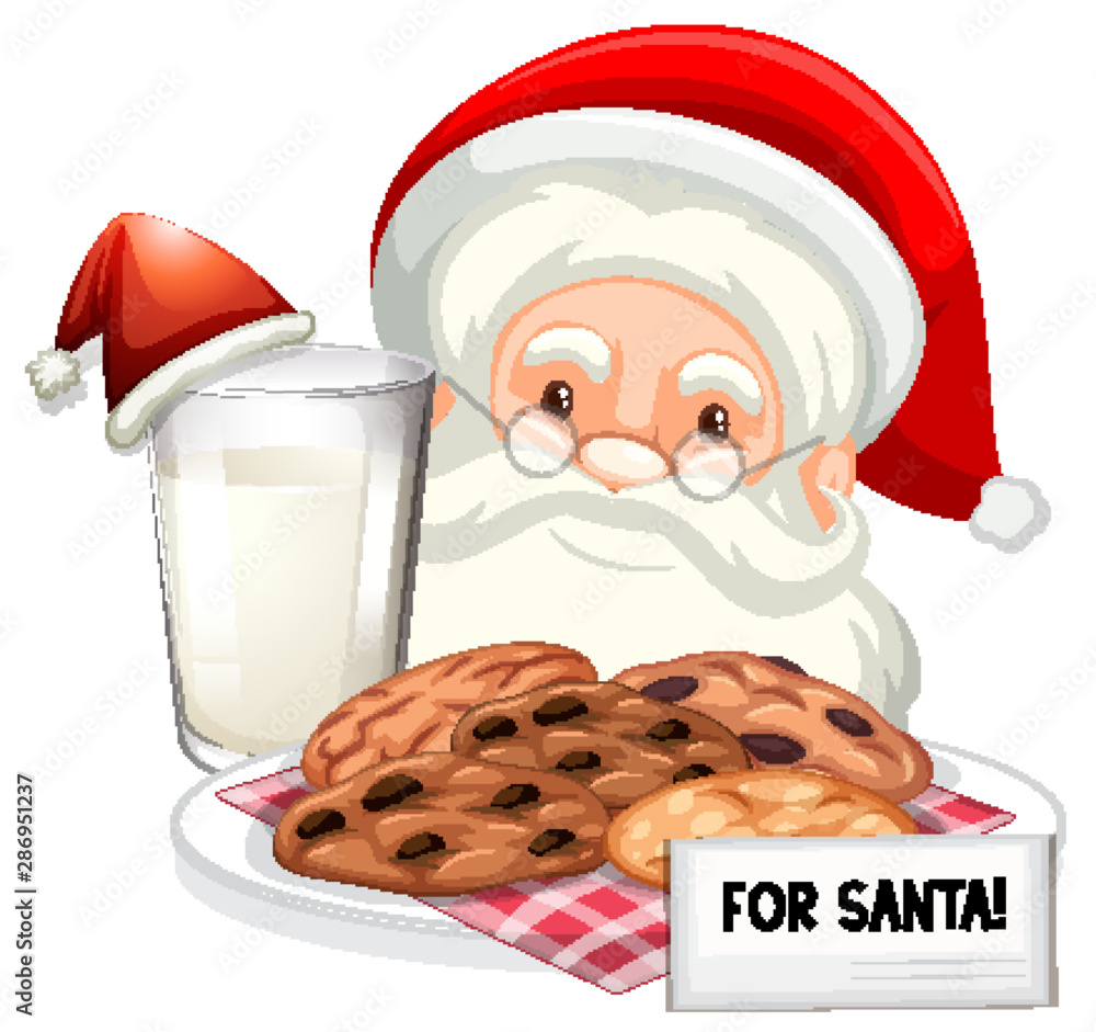 圣诞老人巧克力饼干和牛奶