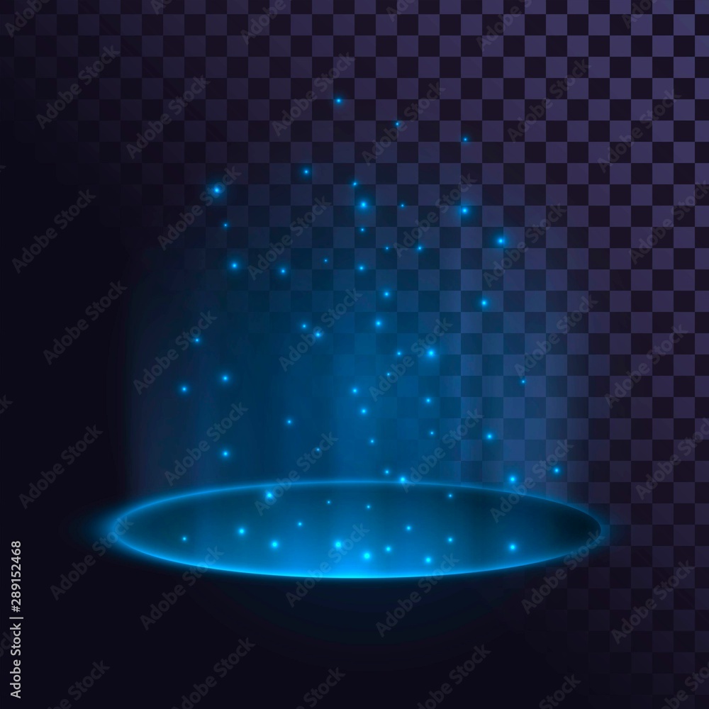 两个发光的蓝色圆孔，发光的未来元素，全息图，门户