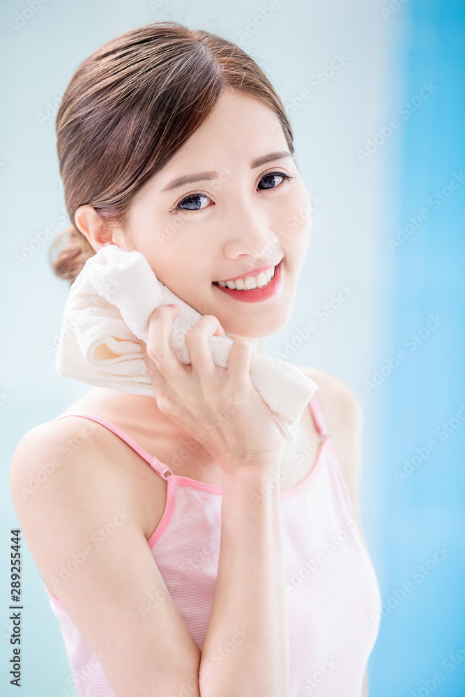beauty woman clean her face