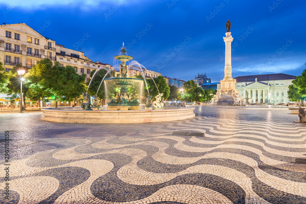 葡萄牙里斯本，罗西奥广场的城市景观。