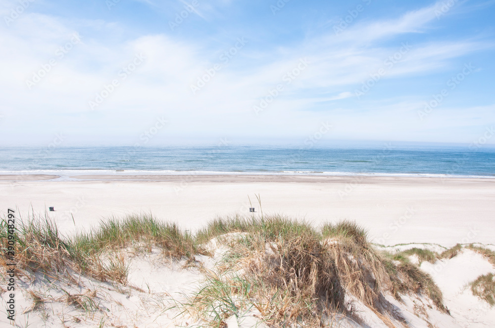 夏季丹麦布拉万德西海岸美丽的海岸线