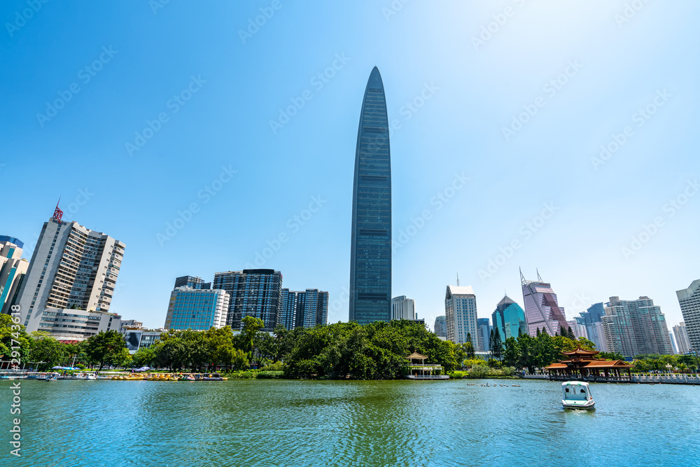 Shenzhen City Skyline and Office Building Architectural Landscape