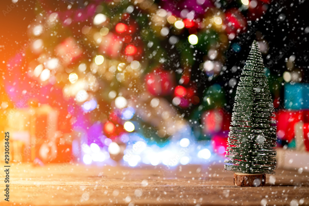 圣诞背景概念与木地板和装饰物品背景