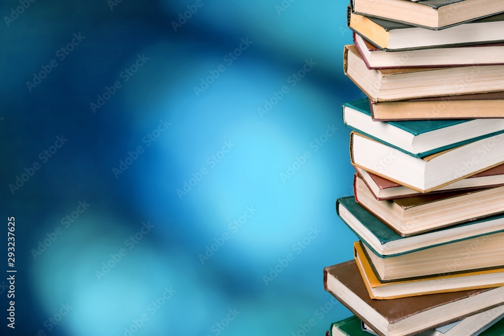 Stack of books, education and learning background