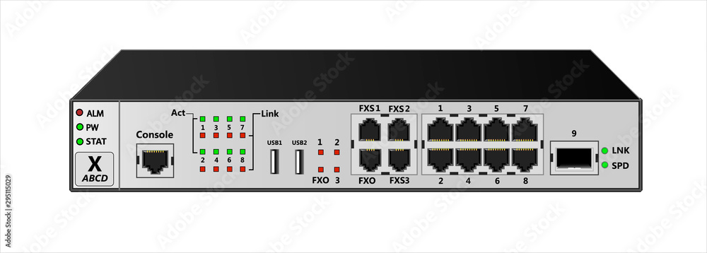 用于公司通信网络的服务路由器有8个以太网端口，1个1000Base-X SF