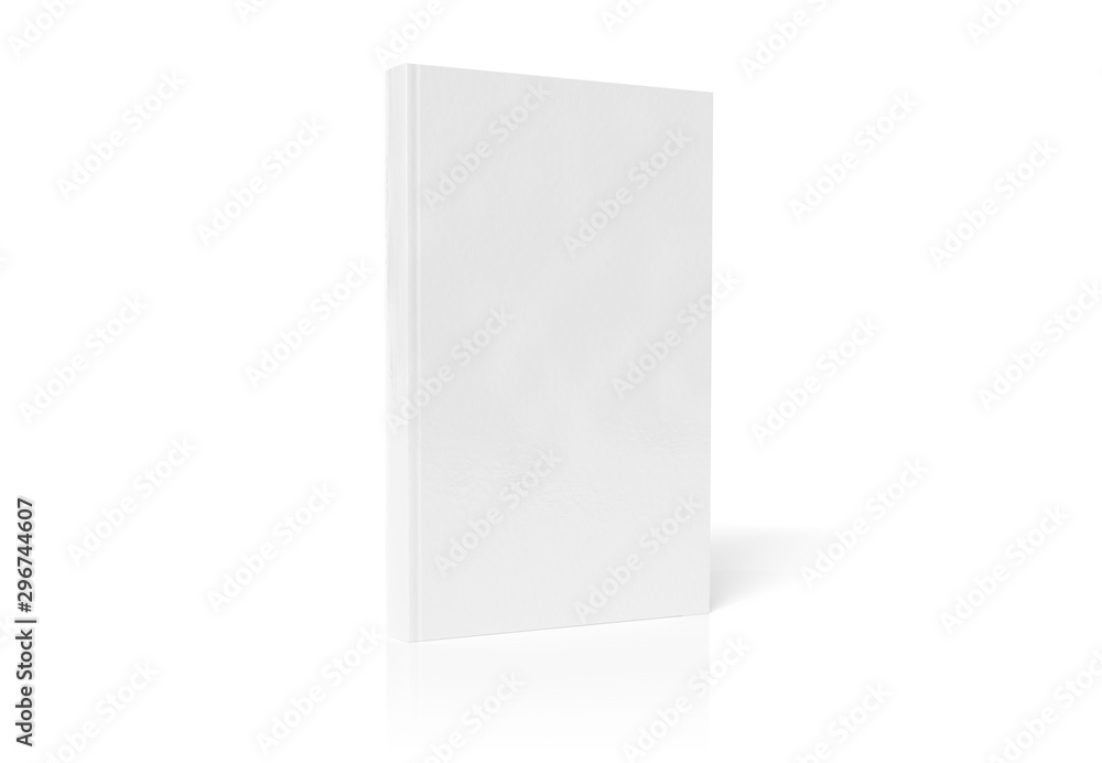 在白色3D渲染上隔离的空白A4书籍精装模型