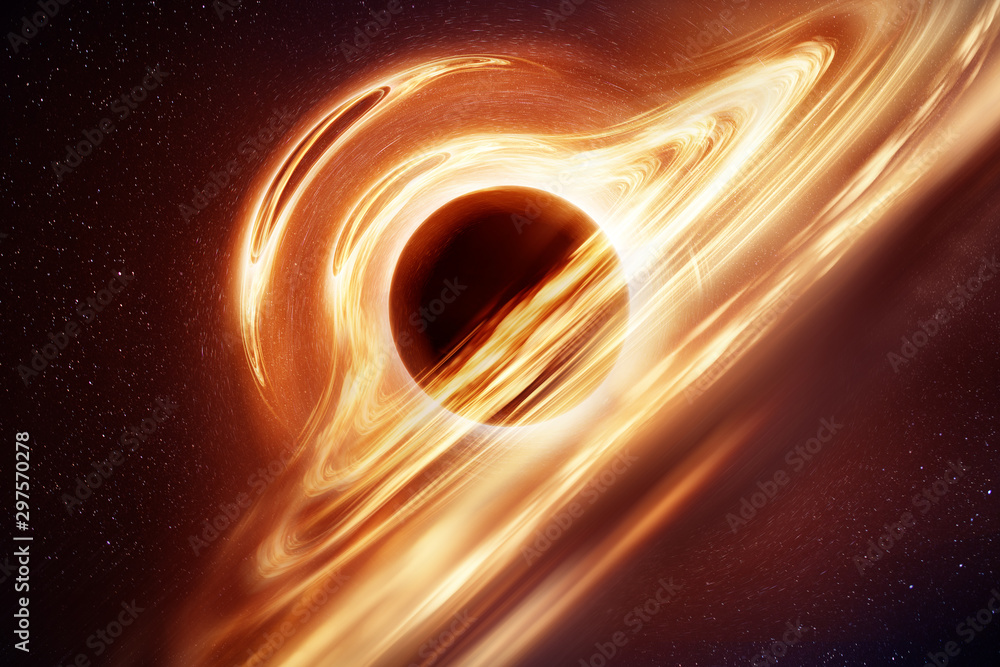 根据现代理解，带吸积盘的黑洞可能是什么样子的图解