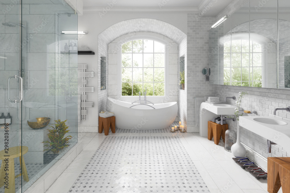 旧建筑浴室翻新-三维可视化