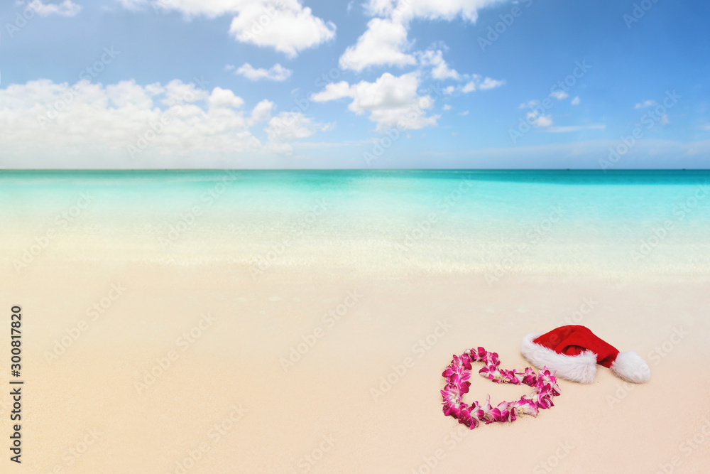 圣诞寒假天堂海滩旅游目的地蜜月度假背景。土地