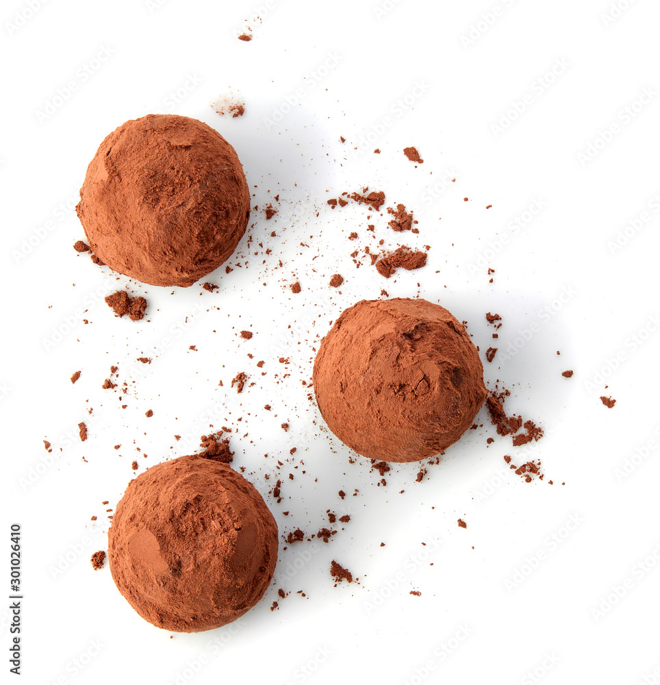 chocolate truffles covered with cocoa