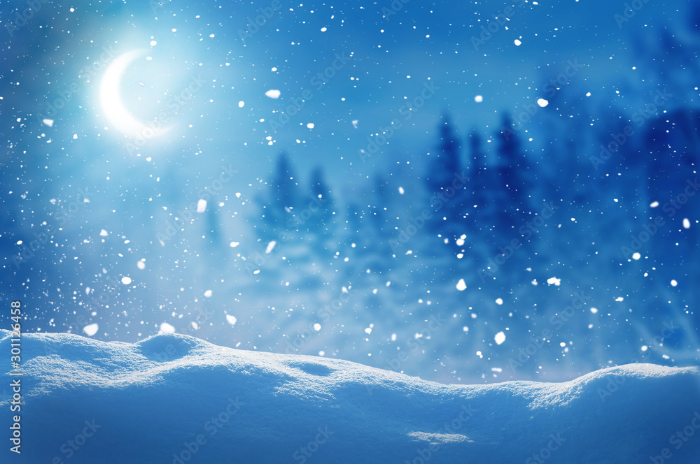 Winter  background .Merry Christmas and happy New Year greeting card with copy-space. Christmas nigh