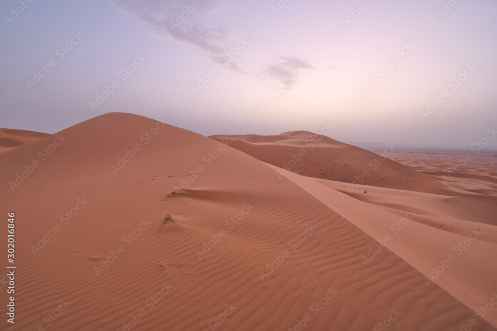 摩洛哥撒哈拉沙漠沙丘之美。撒哈拉沙漠是最大的热区