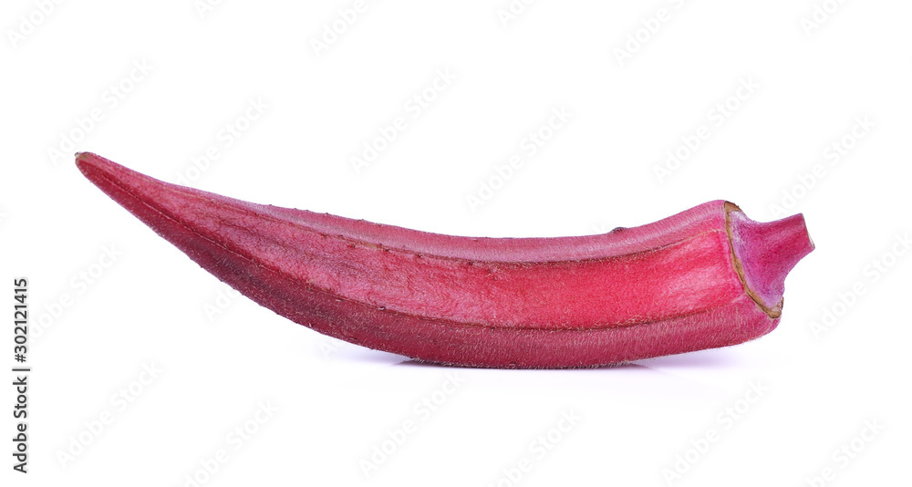 Red okra isolated on white background
