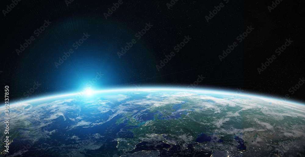 View of blue planet Earth in space 3D rendering elements of this image furnished by NASA