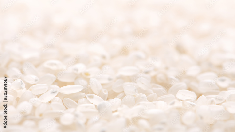棕色碗中的白色背景上的生白色抛光研磨可食用水稻，有机农业de