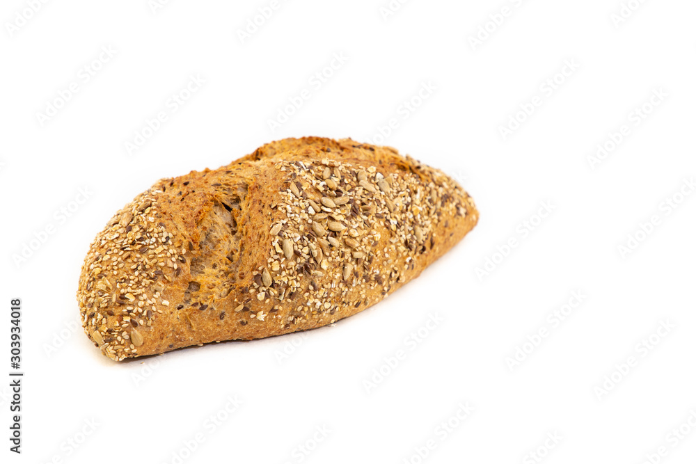 新鲜的自制面包谷物减肥法，由天然面粉制成的健康食品，适合每个人早餐