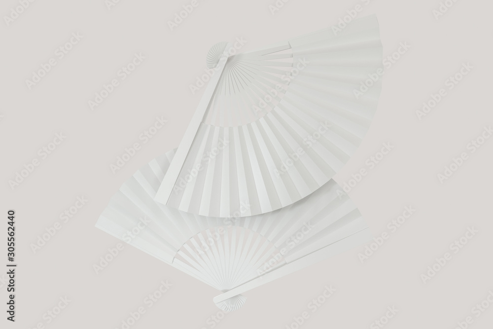 Fans with white background,chinese style decoration,3d,rendering.