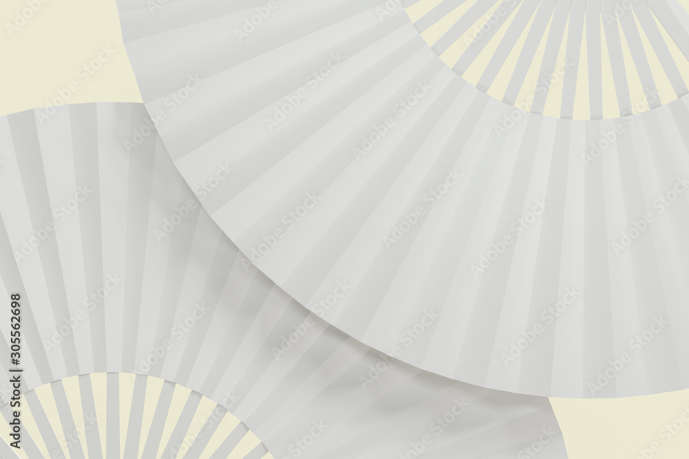 Fans with white background,chinese style decoration,3d,rendering.