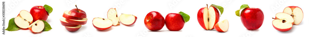 Set of fresh apples on white background