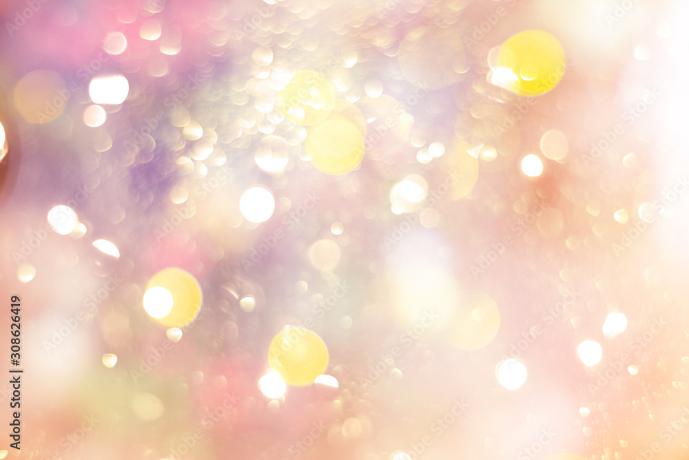 abstract image background of blur bokeh and crystal chandelier light equipment filter tone color eff
