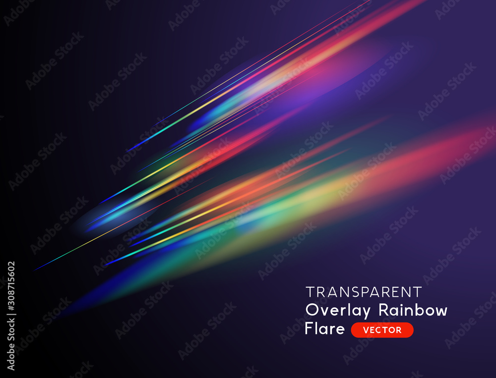 透明漏光相机彩虹条纹效果。矢量插图。