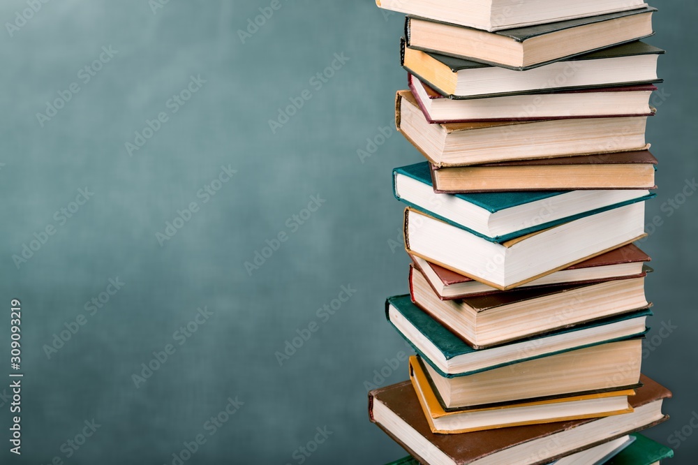 Stack of books, education and learning concept