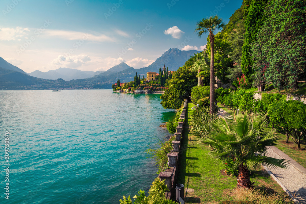 Lake Como with charming villas and stunning gardens, Varenna, Italy
