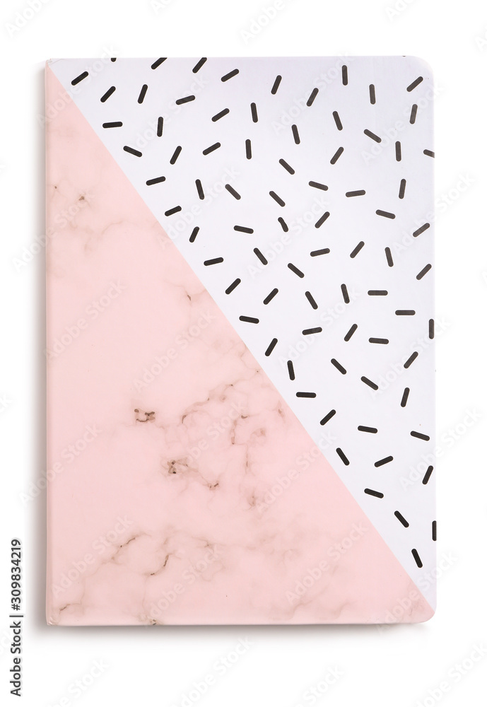 Stylish notebook on white background