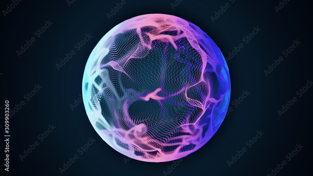 Science and technology abstract graphic background and texture, sphere planet circle, blue and pink 