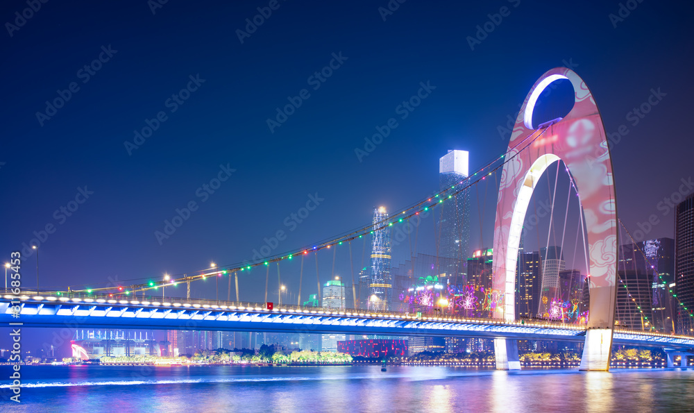 广州城市之夜与建筑景观天际线