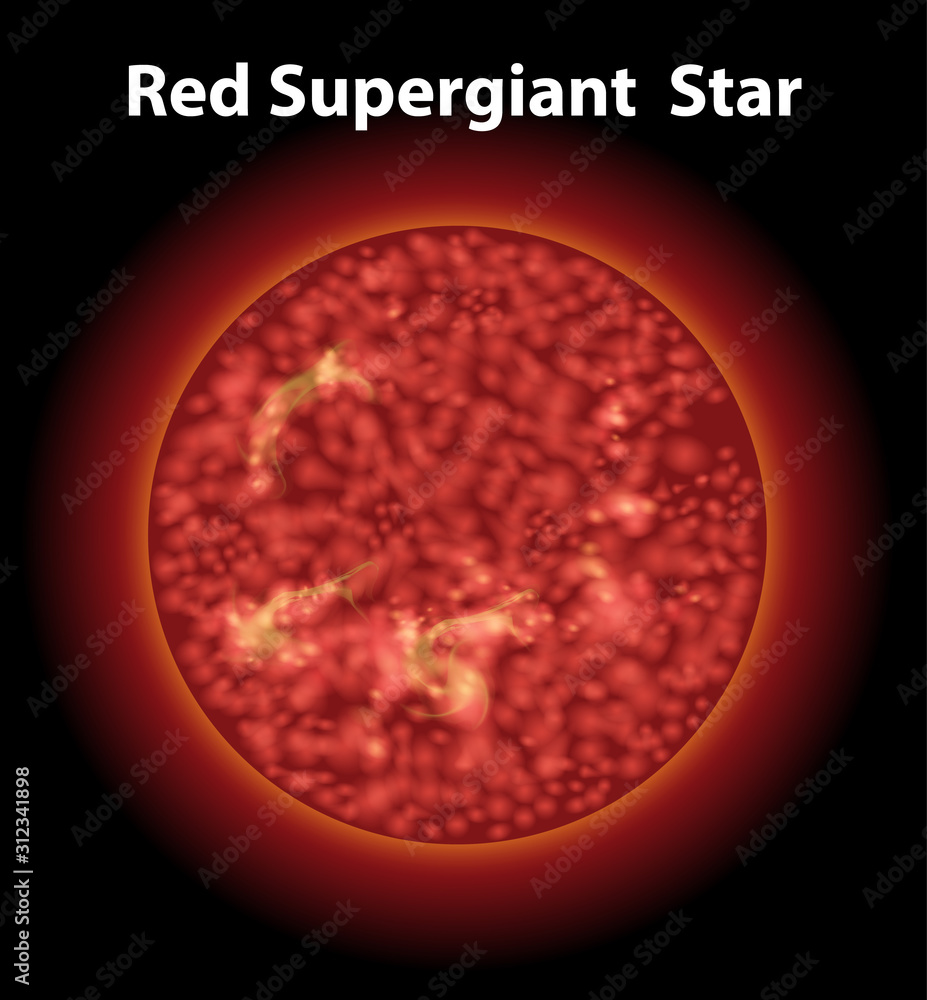 Red supergiant star in dark space background