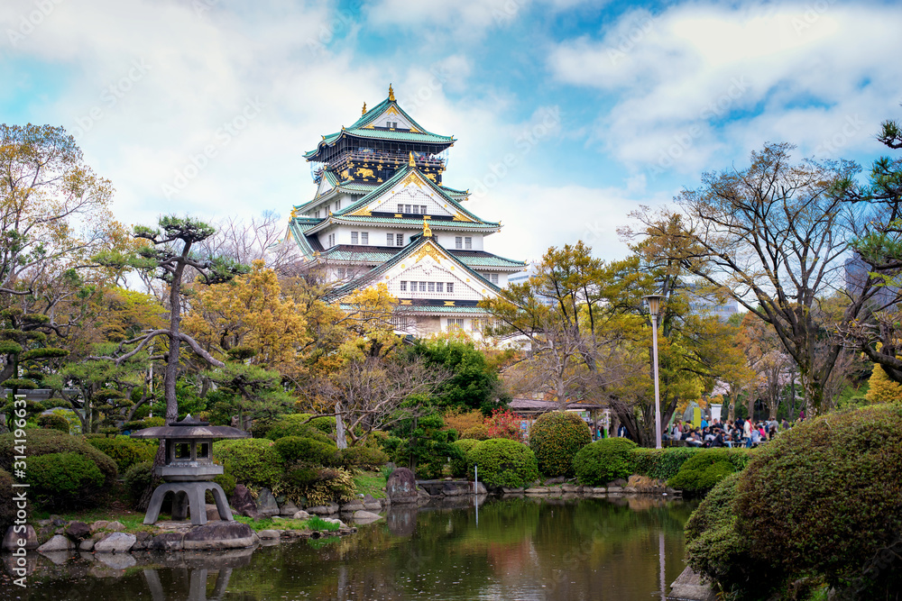 大阪城堡，带日本花园和日本大阪的旅游观光。日本旅游，历史
1327615398,背景模糊的森林中的柚木