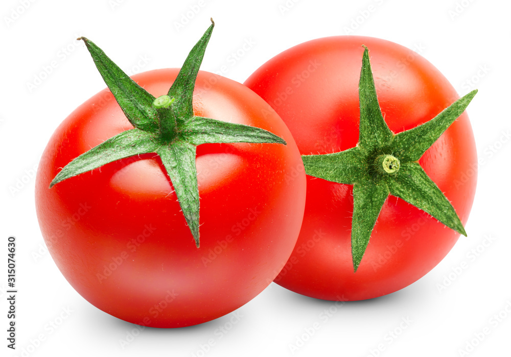 新鲜番茄。在白色背景剪辑路径上分离