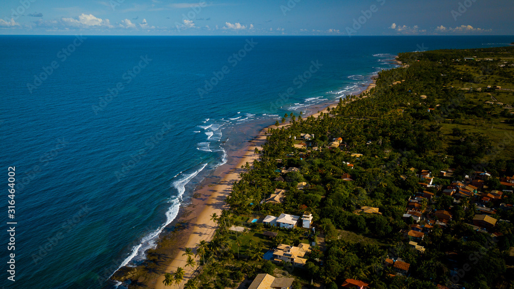 Aerial view of beaches in Barra Grande, one of the most visited tourist destinations on the Maraú pe