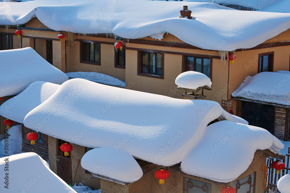 中国雪乡美丽的雪景。