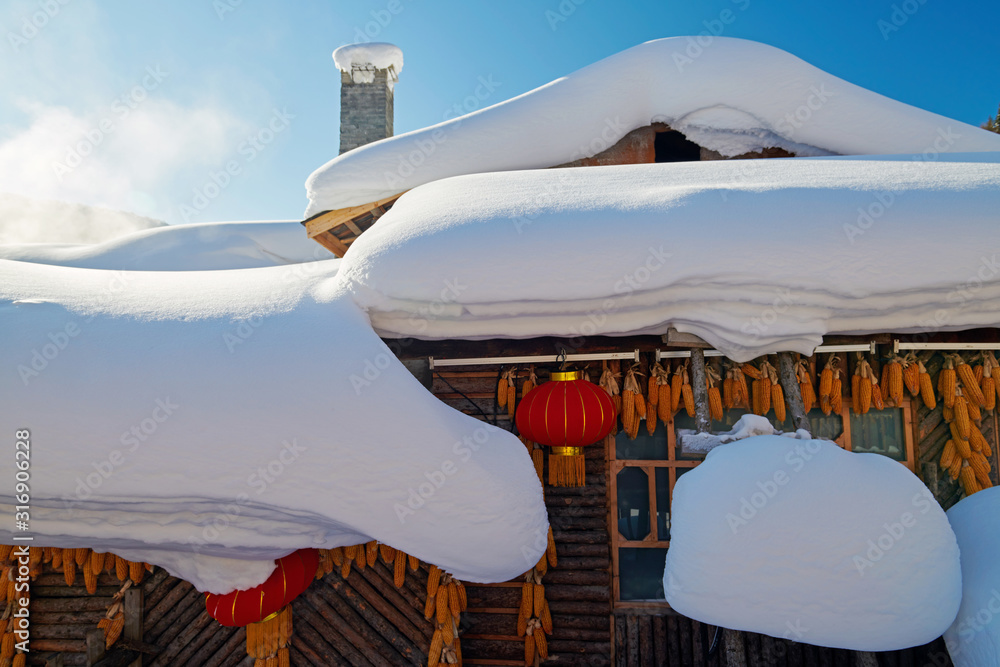 中国雪乡美丽的雪景。