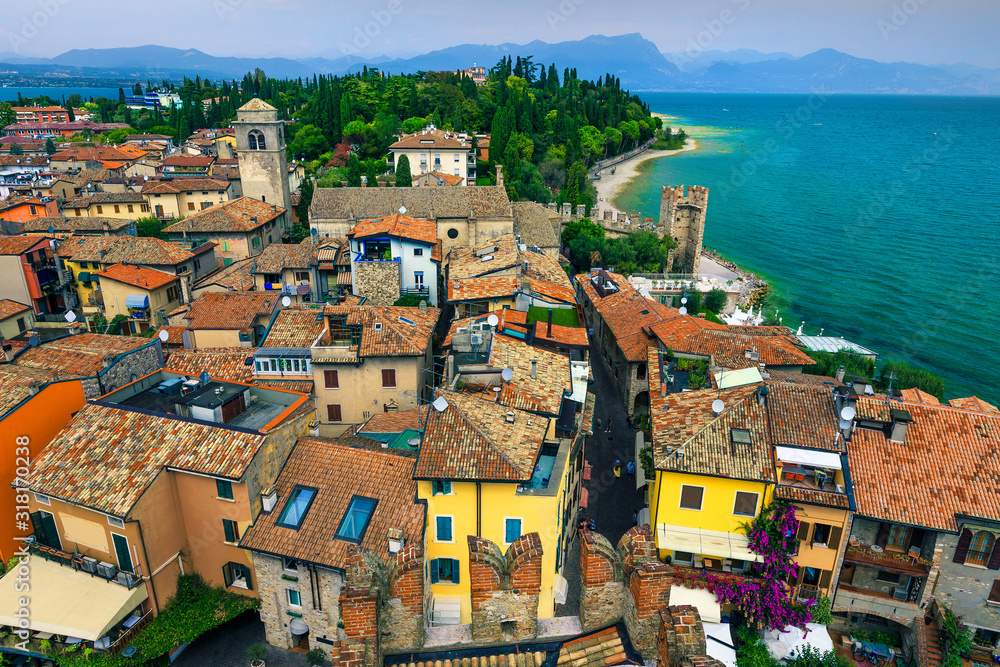 View from the tower of Scaliger, Sirmione, Garda lake, Italy