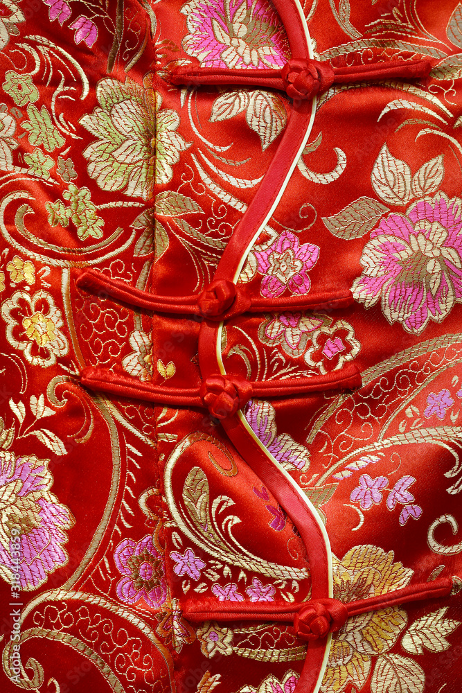 中国传统红色夹克特写