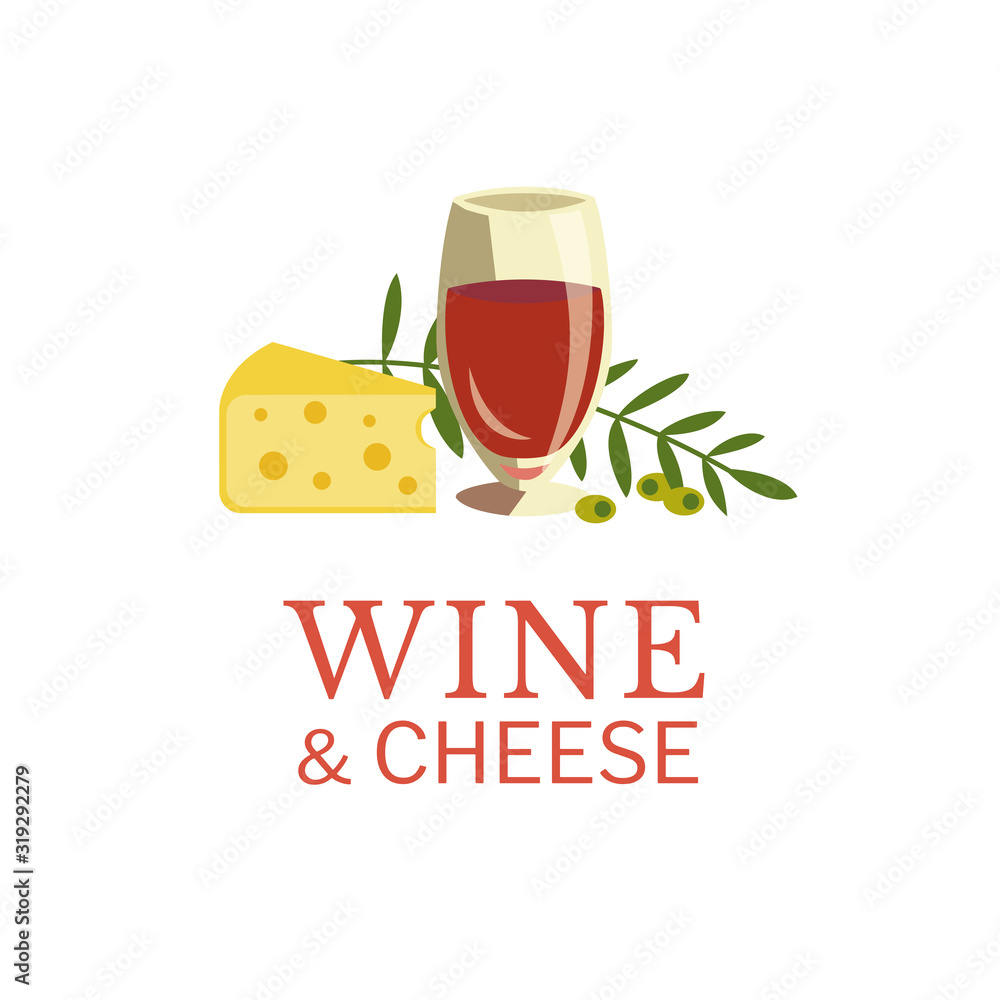 Wine and cheese vector icon design background