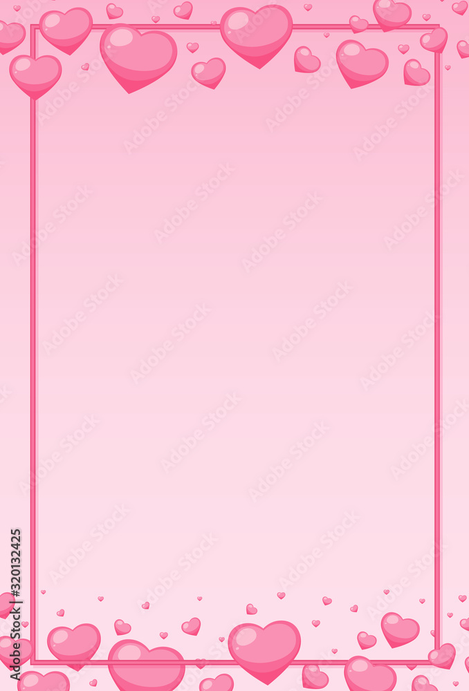 情人节主题，框架周围有粉红色的心形