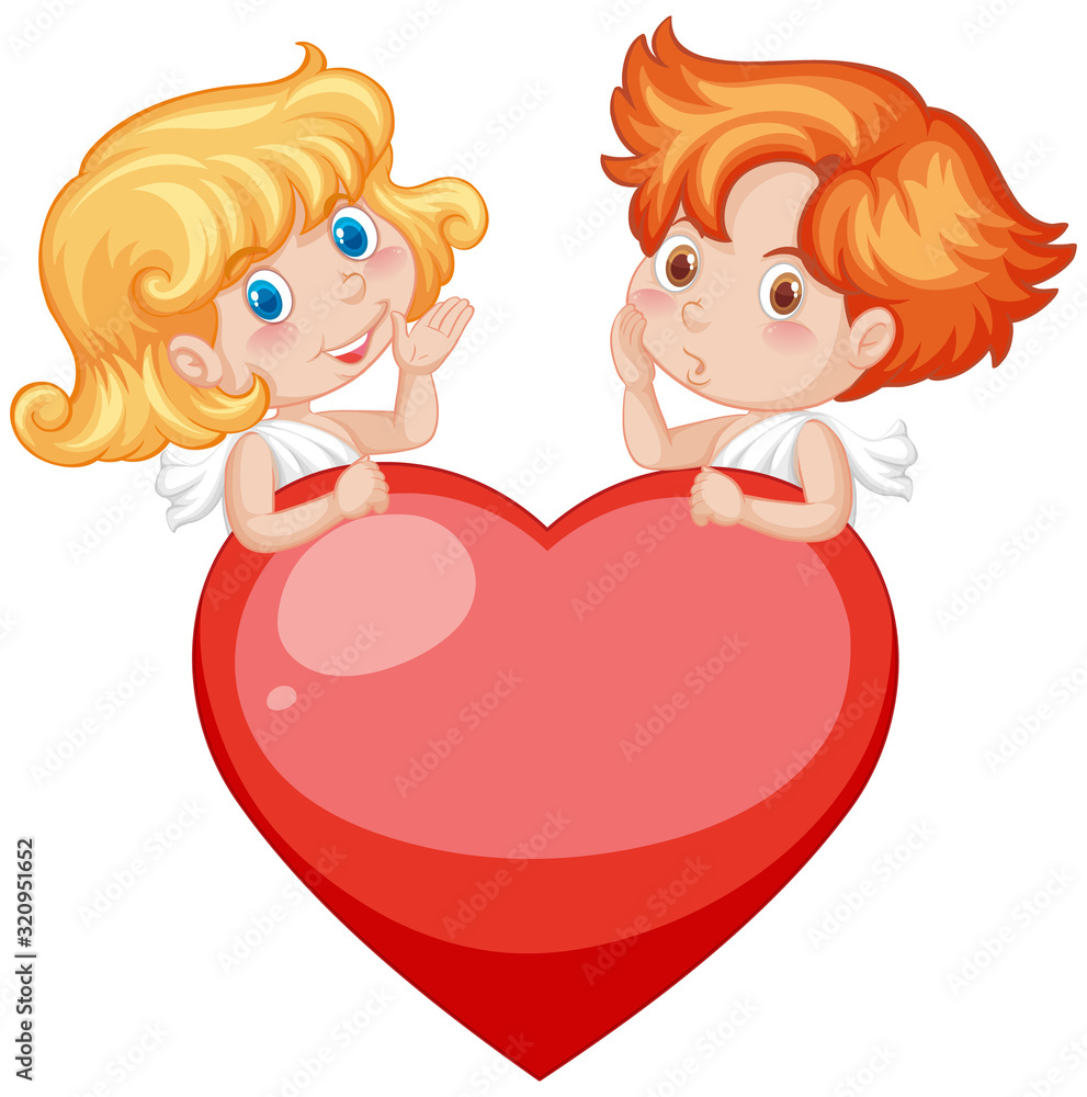 Valentine theme with cupids and red heart