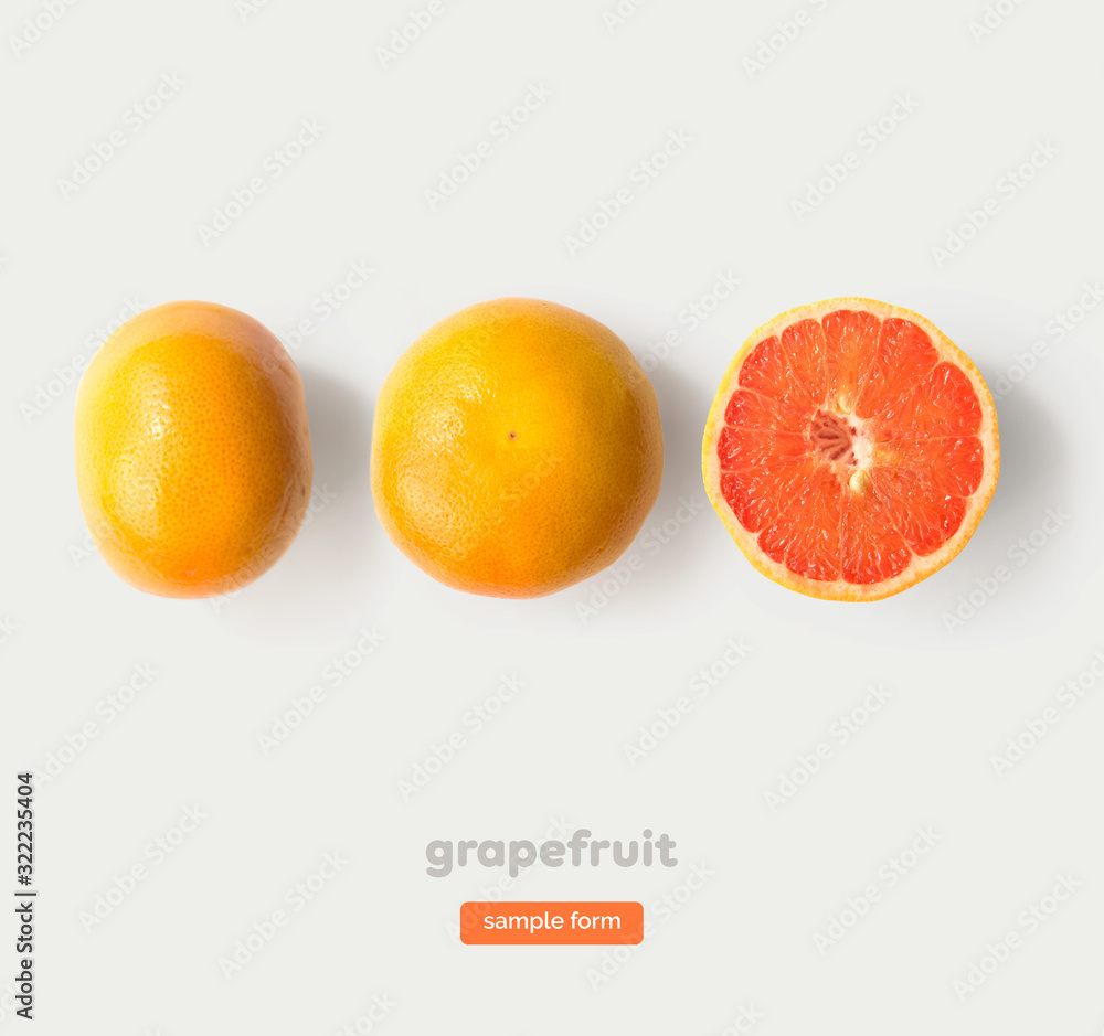 Seamless pattern with grapefruit. Tropical abstract background. Grapefruit on the white background.