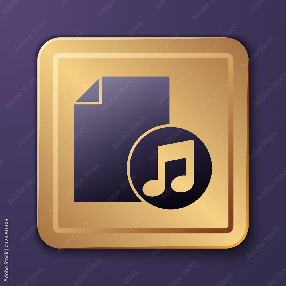 Purple Music book with note icon isolated on purple background. Music sheet with note stave. Noteboo