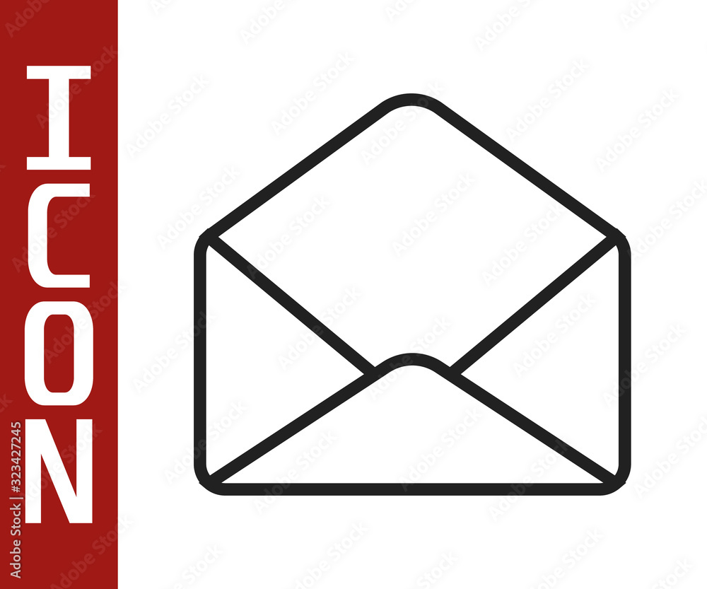Black line Envelope icon isolated on white background. Email message letter symbol. Vector Illustrat